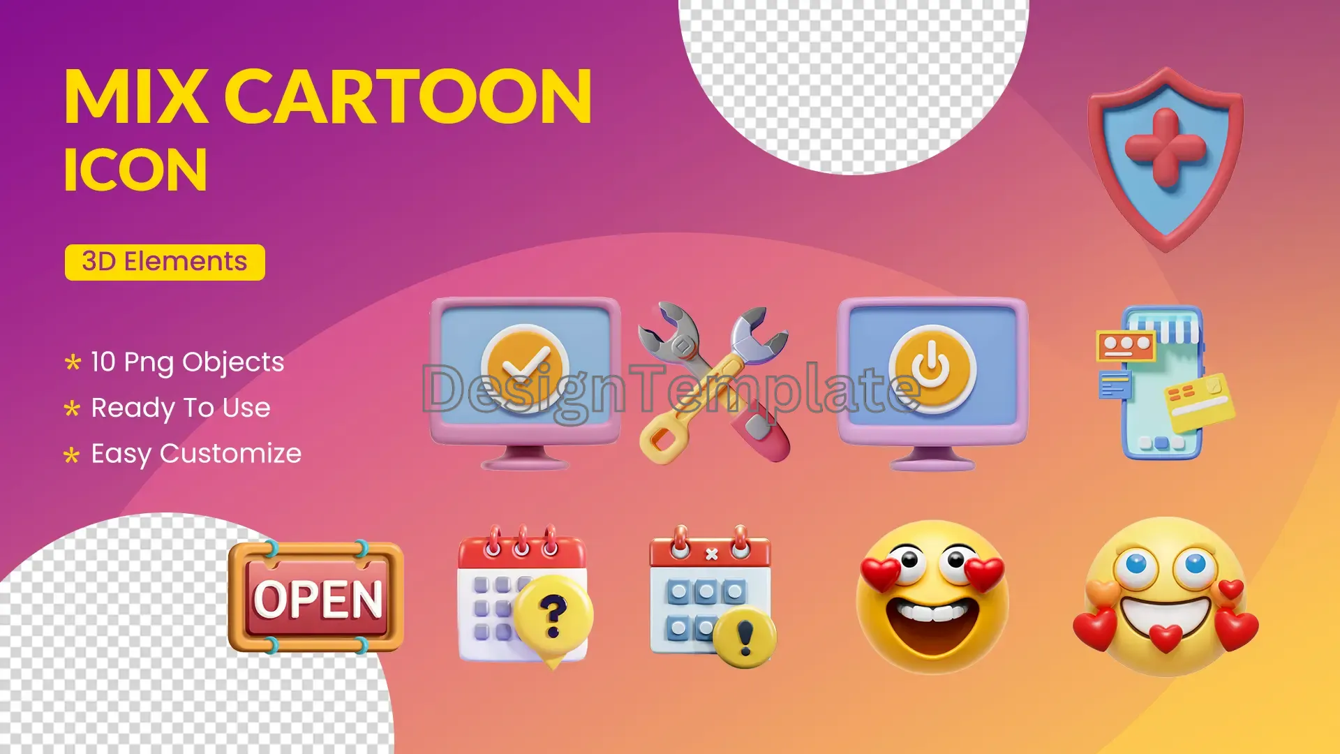 Eclectic Cartoons Fun 3D Icons Mix Pack image